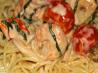 Shrimp and Pasta in a Basil  Cream Sauce