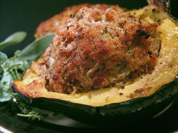 Southern Cornbread Dressing in Acorn Squash. Photo by SusieQusie