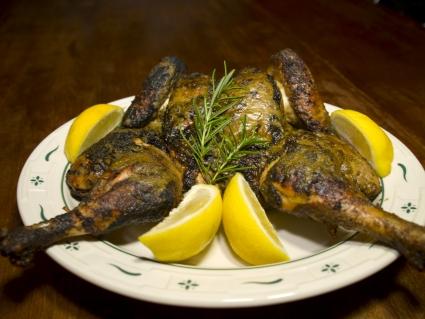 Spatchcocked Chicken With Walnut-Dill Pesto. Photo by FolkDiva