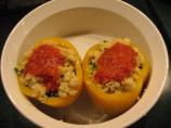 Sweet Bell Peppers W/ Couscous, Spinach & Parmesan