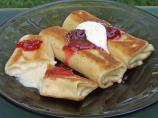 Cheese Blintzes With Strawberry-Rhubarb Compote