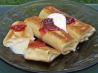 Cheese Blintzes With Strawberry-Rhubarb Compote. Recipe by 2Bleu