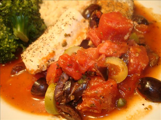 Halibut Puttanesca. Photo by Vicki in CT