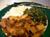 Cubed Pork With Apples and Onions and Raisins