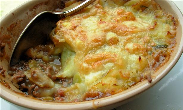 Traditional English Cottage Pie With Cheese and Leek Topping