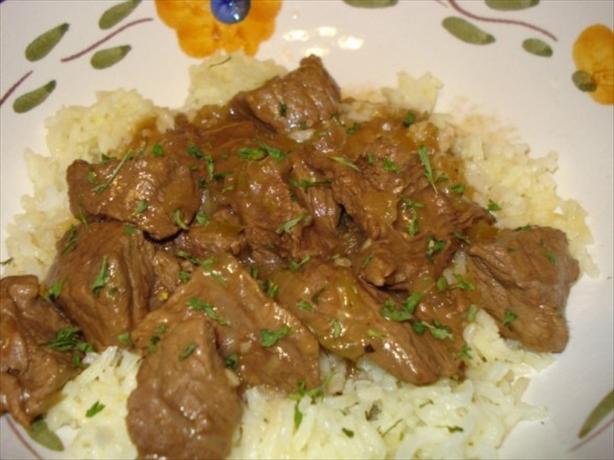 Beef Tips and Rice. Photo by Kim D.