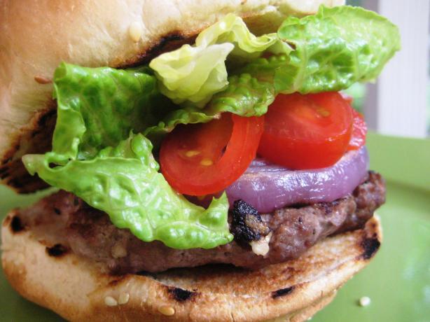 Feta Burgers With Grilled Red Onions. Photo by gailanng