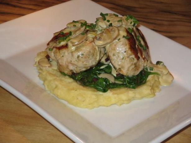 Chicken Rissoles in Mushroom Sauce. Photo by The Flying Chef
