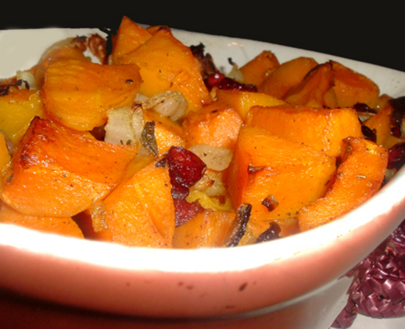 Baked Butternut Squash and Cranberries. Photo by Bergy
