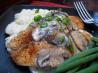 Spicy Grilled Tilapia W/ Creamy Grits or Rice and Mushroom Sauce. Recipe by Chef Kelli S.-H.