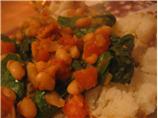 Spiced Butter Bean, Spinach and Tomato Topping for Jacket Potato