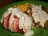 Stuffed Chicken Wrapped in Bacon Served With Gravy. Recipe by The Flying Chef