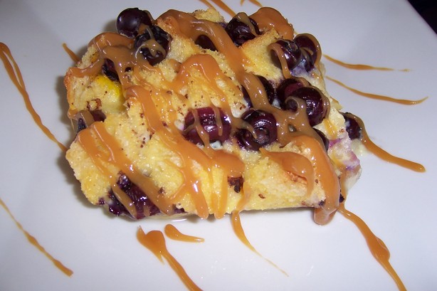 Blueberry Bread Pudding With Caramel Sauce. Photo by Ceezie