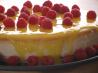 Goat Cheesecake With Lemon Curd and Raspberries (By Bird). Recipe by 2Bleu