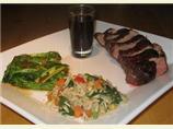 Duck Magret With Bok Choy and Vegetable Fried Rice