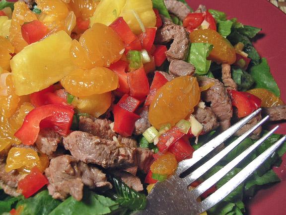 Pineapple, Beef and Mandarin Salad. Photo by justcallmetoni