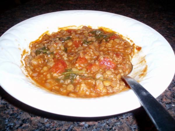 Turkish Spinach and Lentil Soup. Photo by Kiwiwife