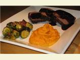 Orange Glazed Roast Buffalo With Garlic Roasted Brussels Sprouts