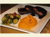 Orange Glazed Roast Buffalo With Garlic Roasted Brussels Sprouts. Recipe by The Flying Chef