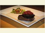 Marinated Steaks With Asparagus Topped With Garlic Breadcrumbs A