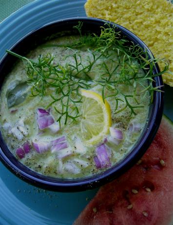 Mexican Cold Cucumber Cilantro soup. Photo by Cookgirl