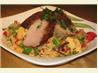 Marinated Oriental Pork Tenderloin With Fried Rice. Recipe by The Flying Chef