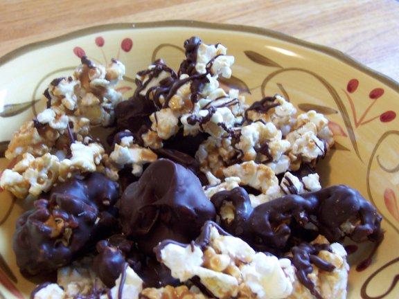 Chocolate Covered Popcorn (Boy Scouts Copycat) Caramel Corn. Photo by SweetsLady