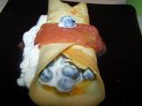 Crepes With Blueberry Stuffing and Rhubarb Compote