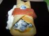 Crepes With Blueberry Stuffing and Rhubarb Compote