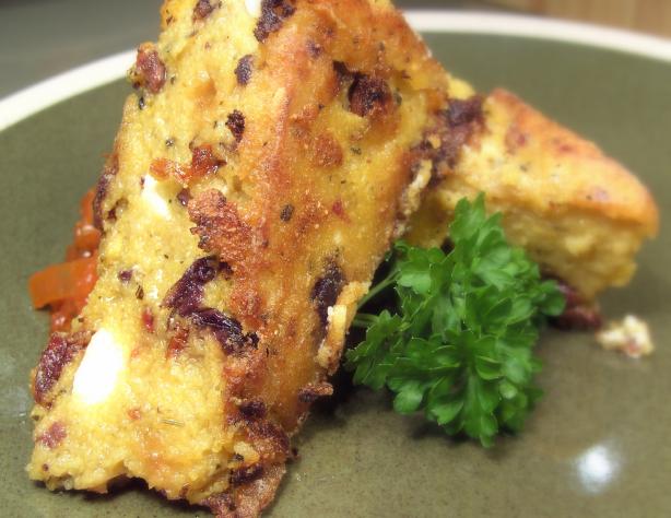 Cheesy Sun-Dried Tomato and Olive Polenta Wedges. Photo by JustJanS
