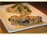 Ostrich Steaks With Mushroom Vanilla Sauce and Wild Rice With As