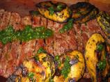 Grilled Skirt Steak and Sweet Potatoes With Herb Sauce