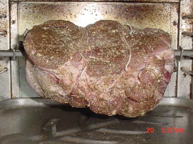 Rotisserie Heavenly Pork Shoulder. Photo by Timothy J Higgins Eva