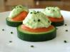 Cucumber Slices With Smoked Salmon and Avocado Cream. Recipe by Chef Carol Kay