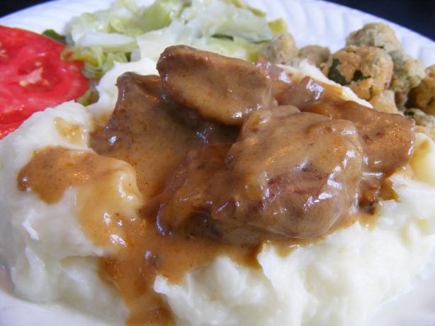 Crock Pot Beef Tips With Creamy Gravy. Photo by Seasoned Cook