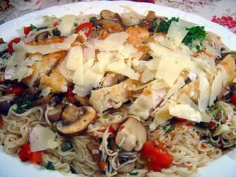 Capellini Alla Campagnola- Rustic Angel Hair Pasta & Chicken. Photo by :(