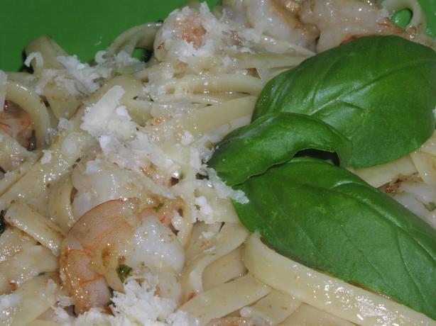 Easy Shrimp Linguine With Basil-Garlic Butter. Photo by TeresaS
