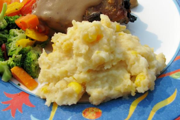 Mashed Potatoes With Corn & Cheese. Photo by lazyme