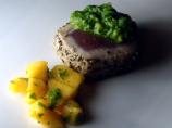 Medallions of Tuna With Papaya Chutney and Cilantro Pesto