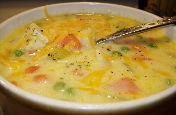 Macaroni  and  Cheese  Soup With Chicken. Photo by Elly in Canada