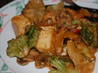 Spicy Stir Fry Tofu With Peanut Sauce W/ Snow Peas and Mushrooms. Recipe by mikey & ev