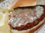 Hot Sandwich With Meat and Mushroom Sauce