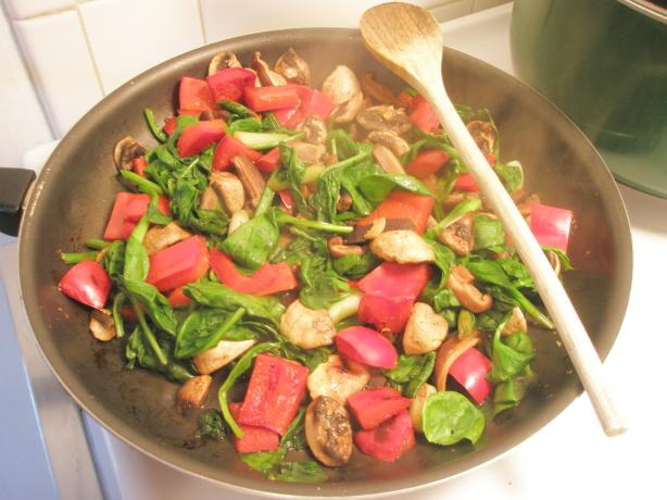 Mushroom Medley With Spinach, Ginger and Soy. Photo by dicentra