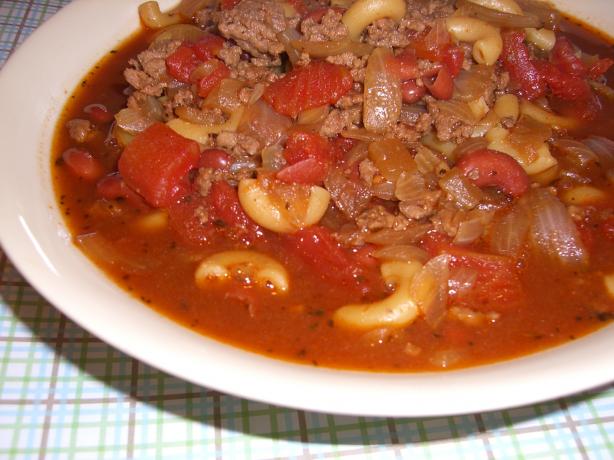 Hamburger, Bean, and Macaroni Soup. Photo by Chef*Lee