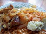 Bangers and Mash in Yorkshire Pudding