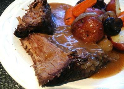 Sauerbraten in Crock Pot. Photo by Mikekey