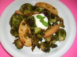 Roasted Brussels Sprouts With Apple, Creme Fraiche & P