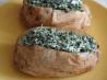 Spinach-Topped Baked Potatoes. Recipe by JackieOhNo!