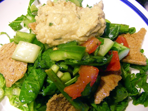 Fattoush Bread Salad With Hummus. Photo by Kozmic Blues