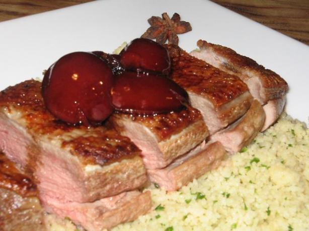 Spiced Balsamic Duck With Plums and Couscous. Photo by The Flying Chef